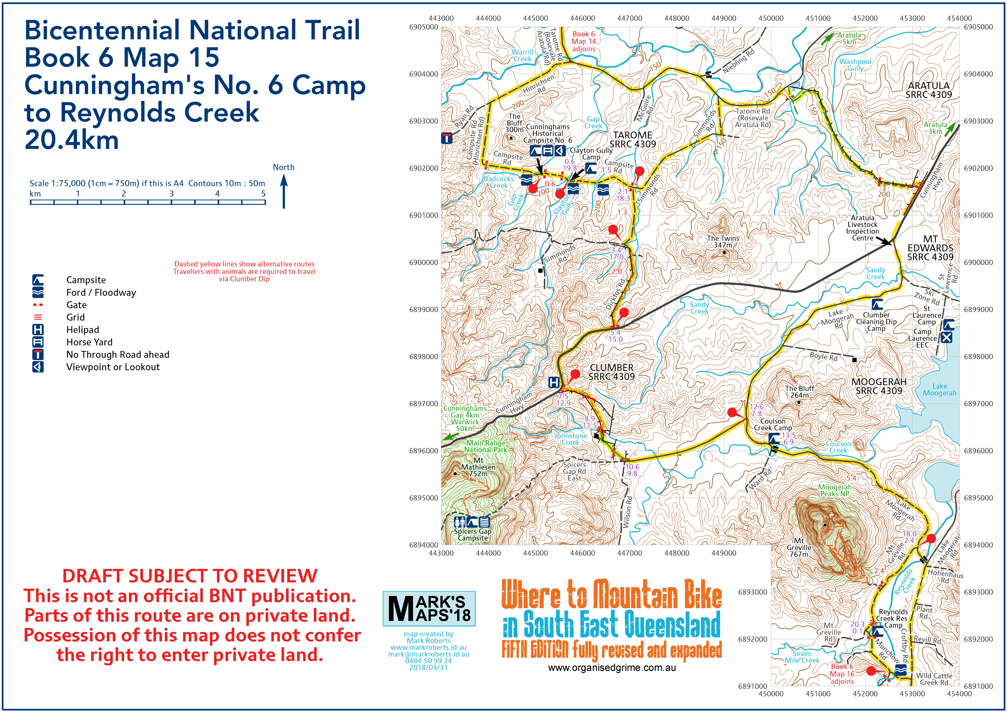 Bicentennial National Trail Book 6 Map 15 Cunningham's No. 6 Camp to Reynolds Creek