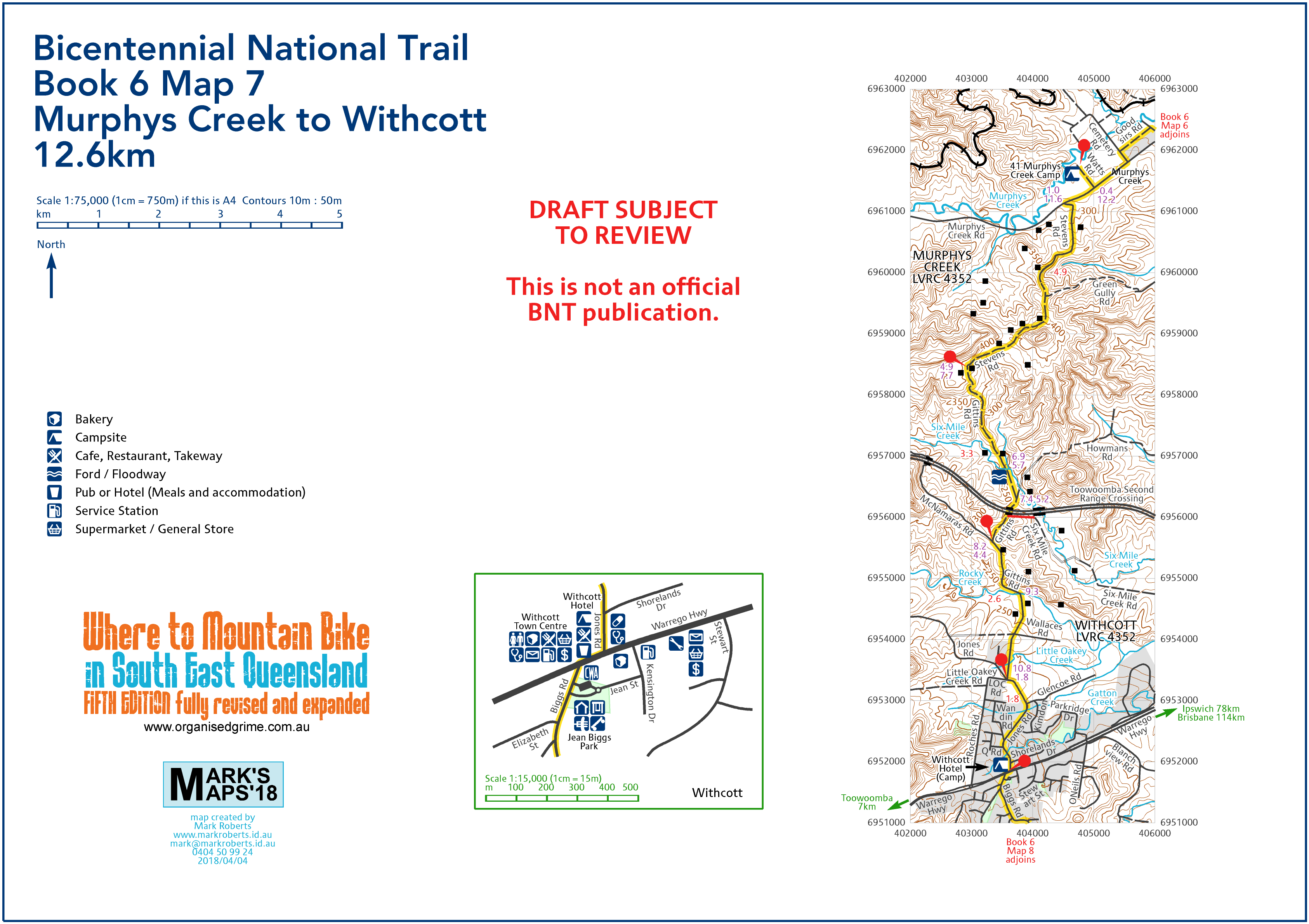 Bicentennial National Trail Book 6 Map 7 Murphy's Creek to Withcott